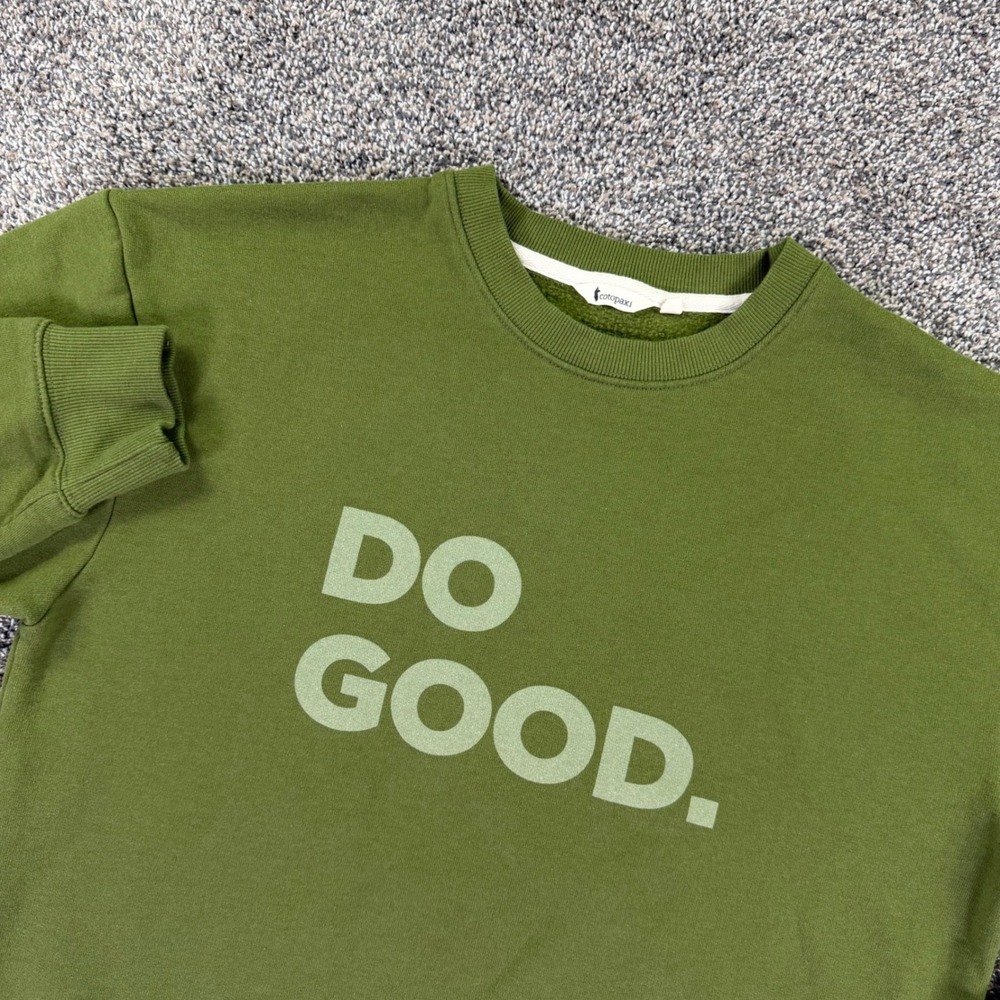 Cotopaxi Do Good Crewneck Sweatshirt Men Large Olive Green Organic Cotton Fleece